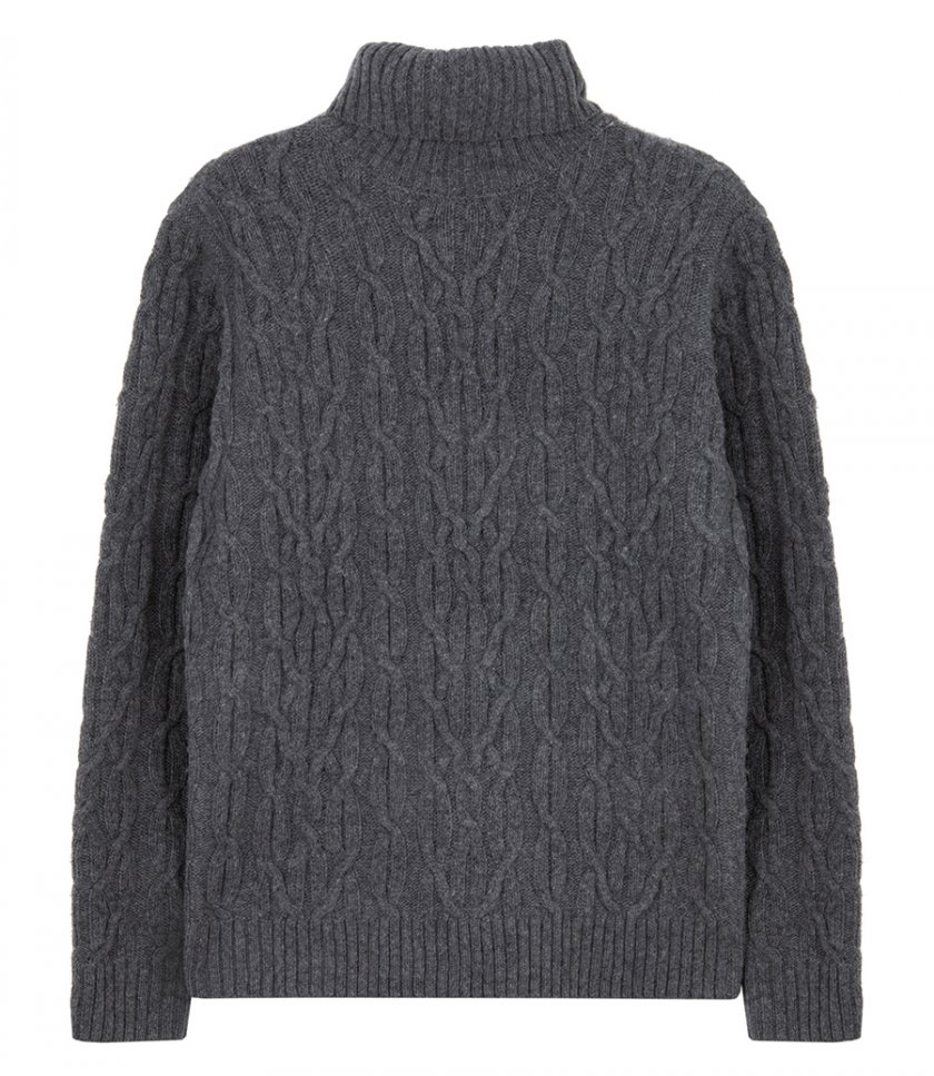 KNITWEAR - CABLE ROLL NECK PULLOVER