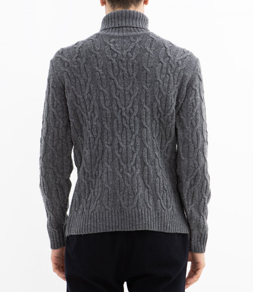 CABLE ROLL NECK PULLOVER