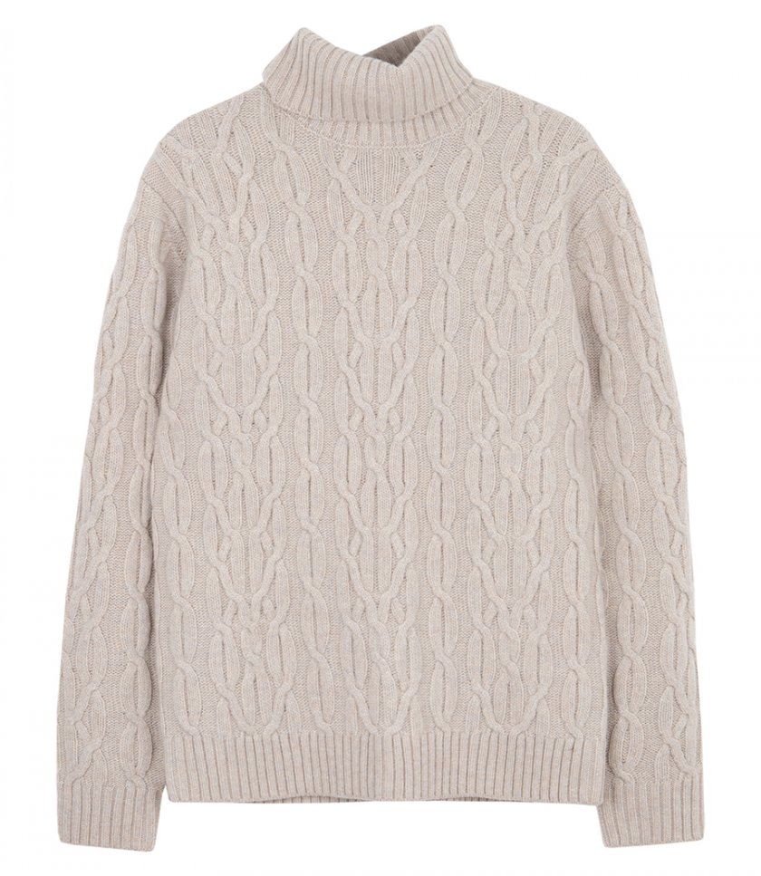 KNITWEAR - CABLE ROLL NECK PULLOVER