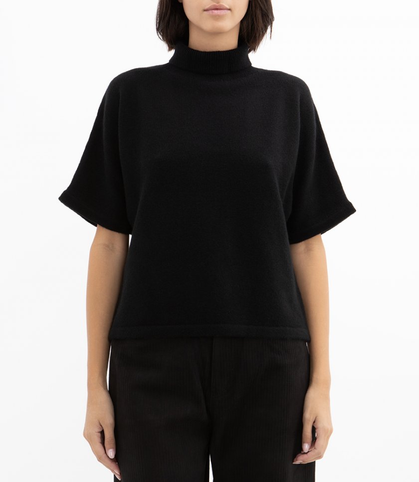 CASHMERE TURTLE NECK SS TOP