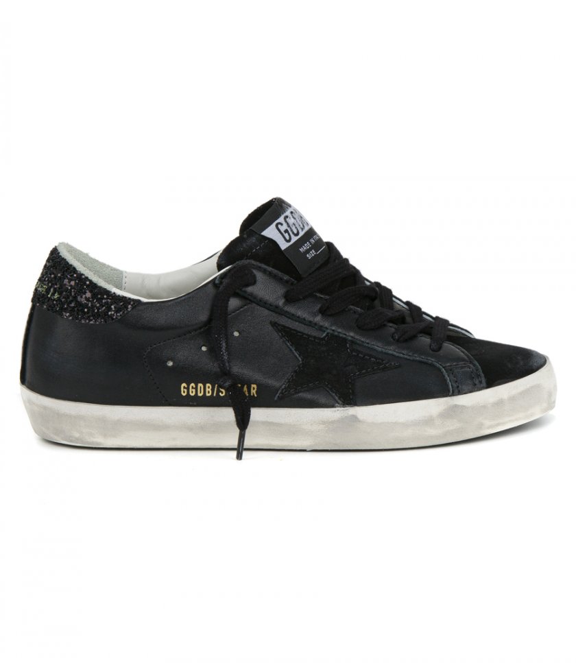 GOLDEN GOOSE  - BLACK LEATHER SUPER-STAR