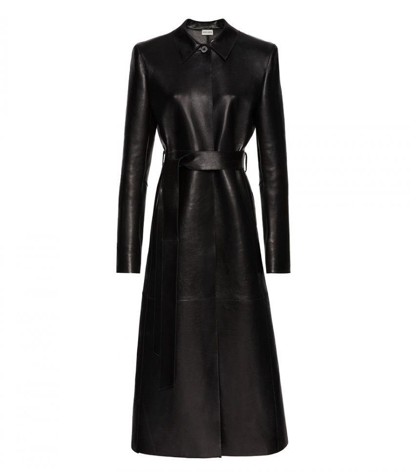 BELTED LEATHER COAT