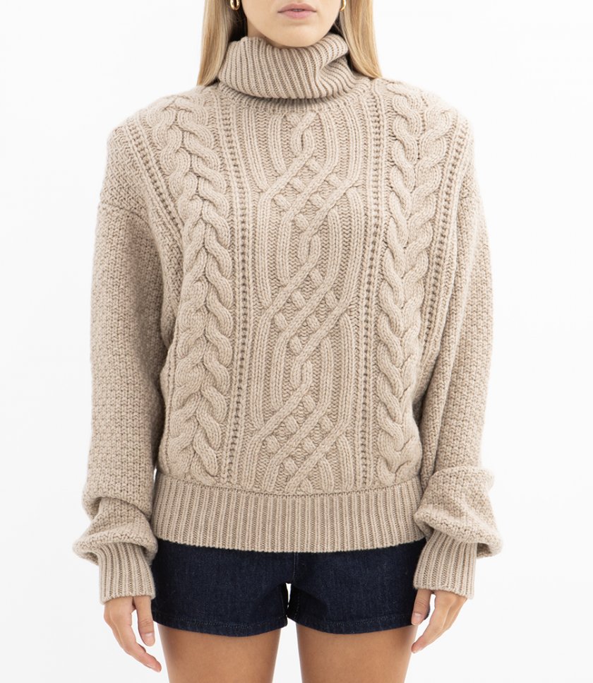 CASHMERE CABLE TURTLENECK SWEATER