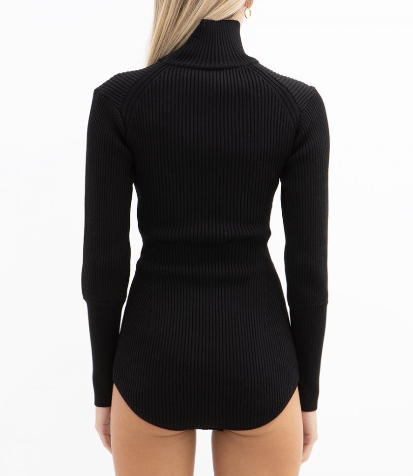 RIBBED HIGH-NECK BODYSUIT