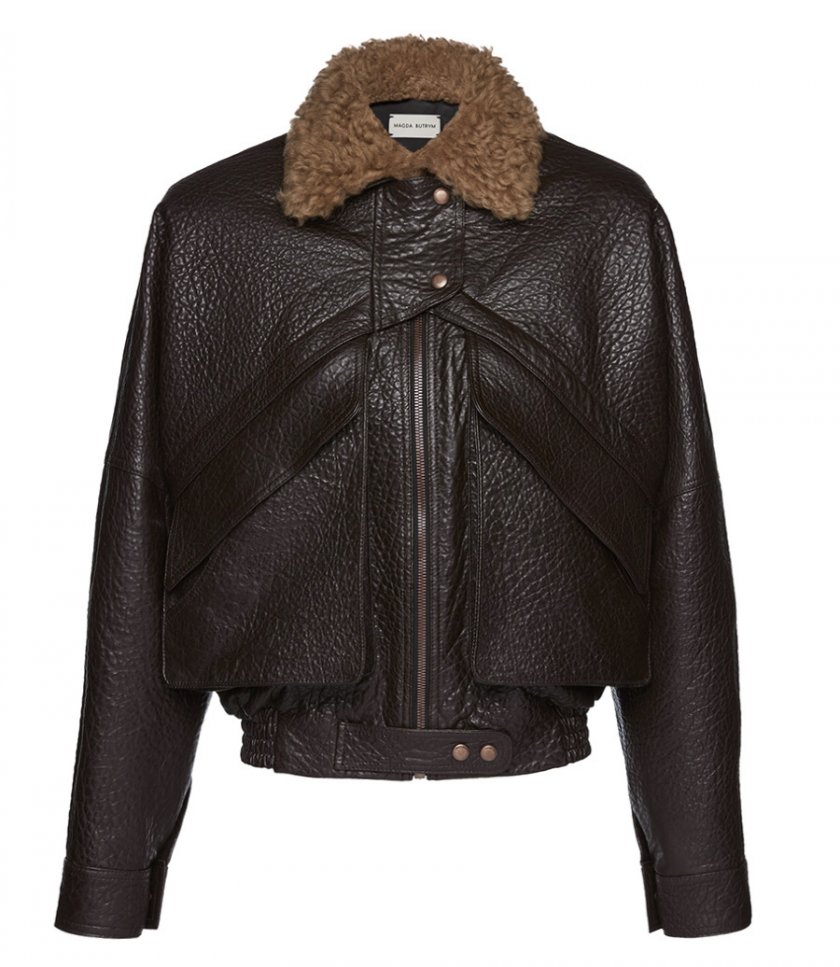 VINTAGE EMBOSSED LEATHER BOMBER JACKET