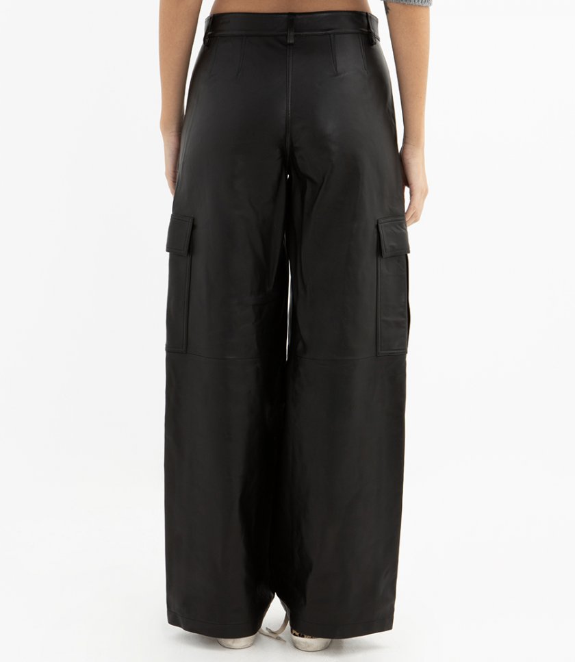 WIDE-LEG CARGO PANT IN LEATHER