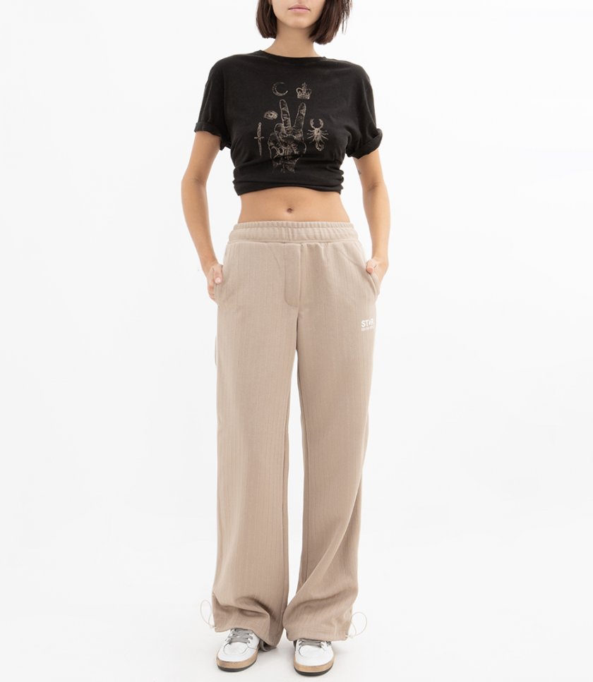 STAR WOMEN’S LIGHT BEIGE JOGGERS WITH WHITE LOGO