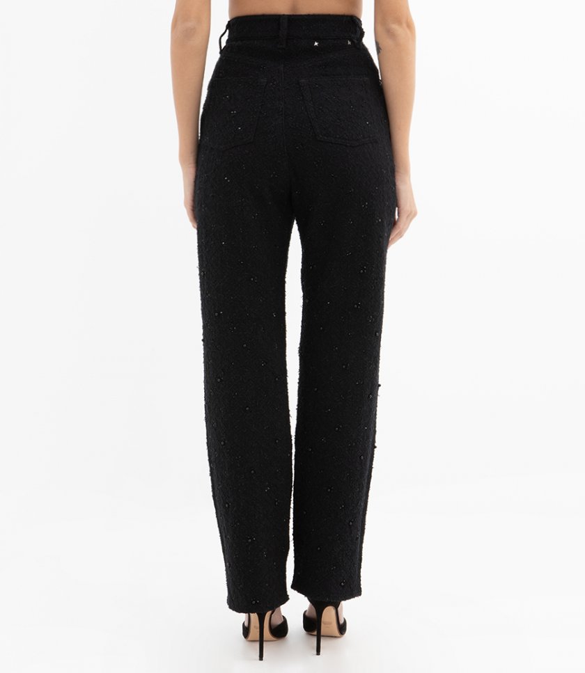 WOMEN’S PANTS WITH CRYSTAL AND STONE DECORATION