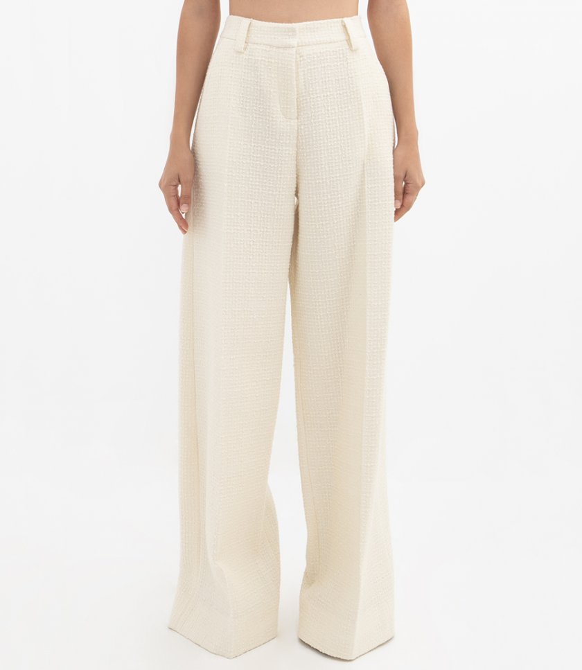 WIDE LEG TAILORED BOUCLE TROUSERS