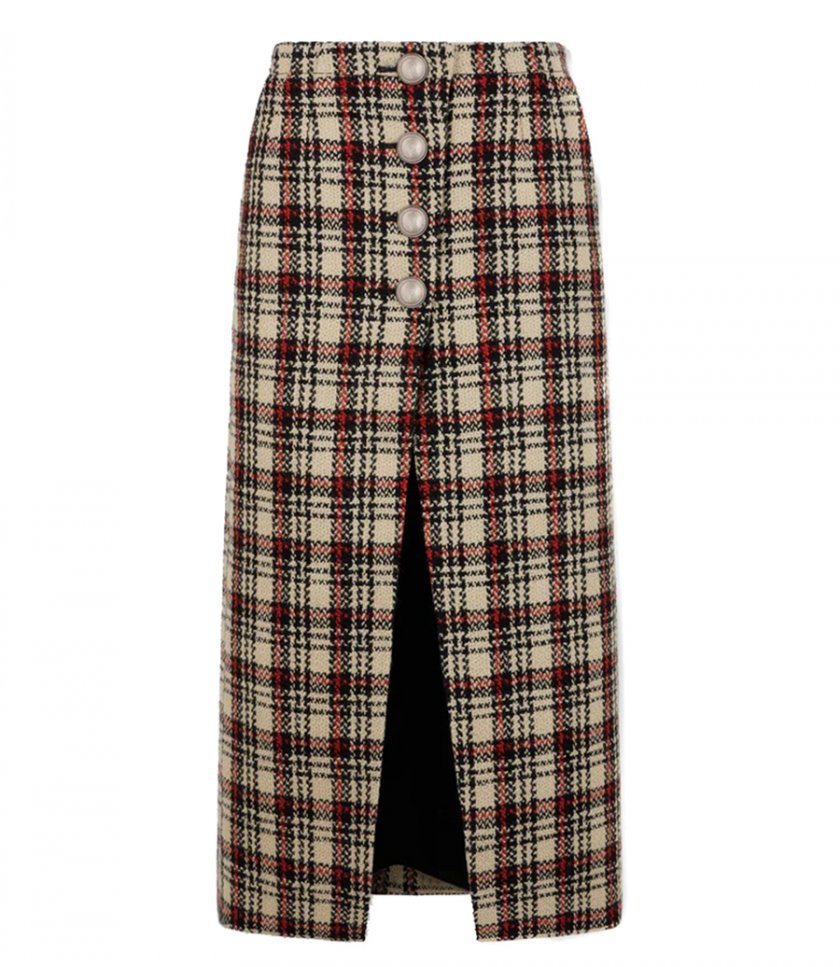 JUST IN - LONG SKIRT IN WOOL TARTAN