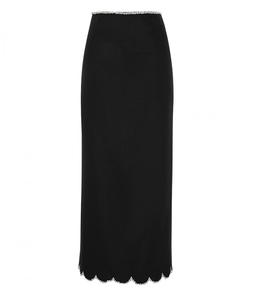 JUST IN - CRUSH SCALLOPED MIDI SKIRT