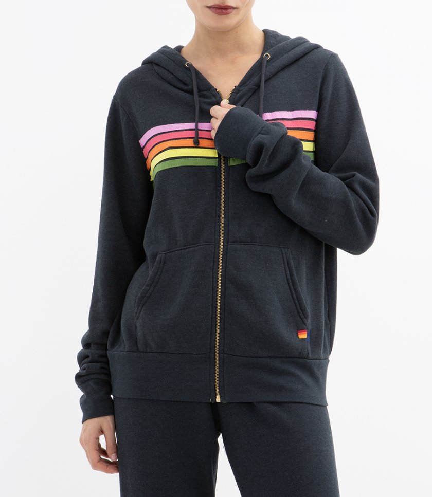 5 STRIPE ZIP HOODIE