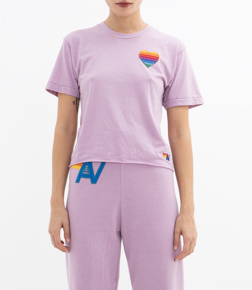 RAINBOW HEART STITCH BOYFRIEND TEE