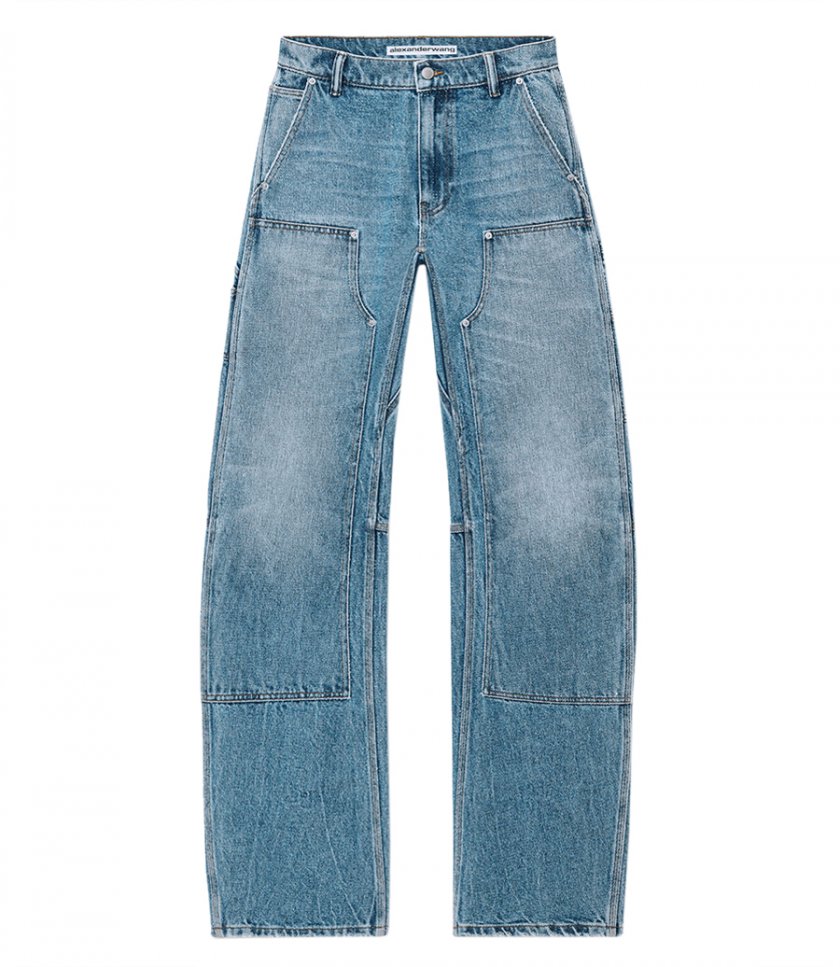 ALEXANDER WANG - HIGH-WAIST WORKWEAR PANT IN CLEAR BEAD HOTFIX