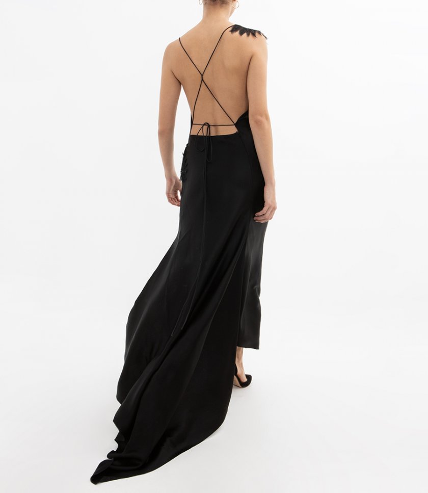 ASYMMETRIC DRAPED CAMI GOWN