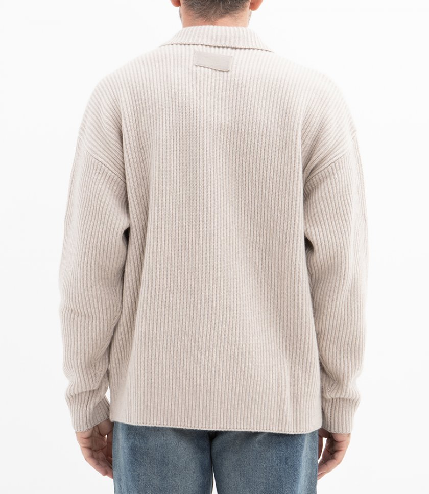 CASHMERE COLLARED ZIP UP