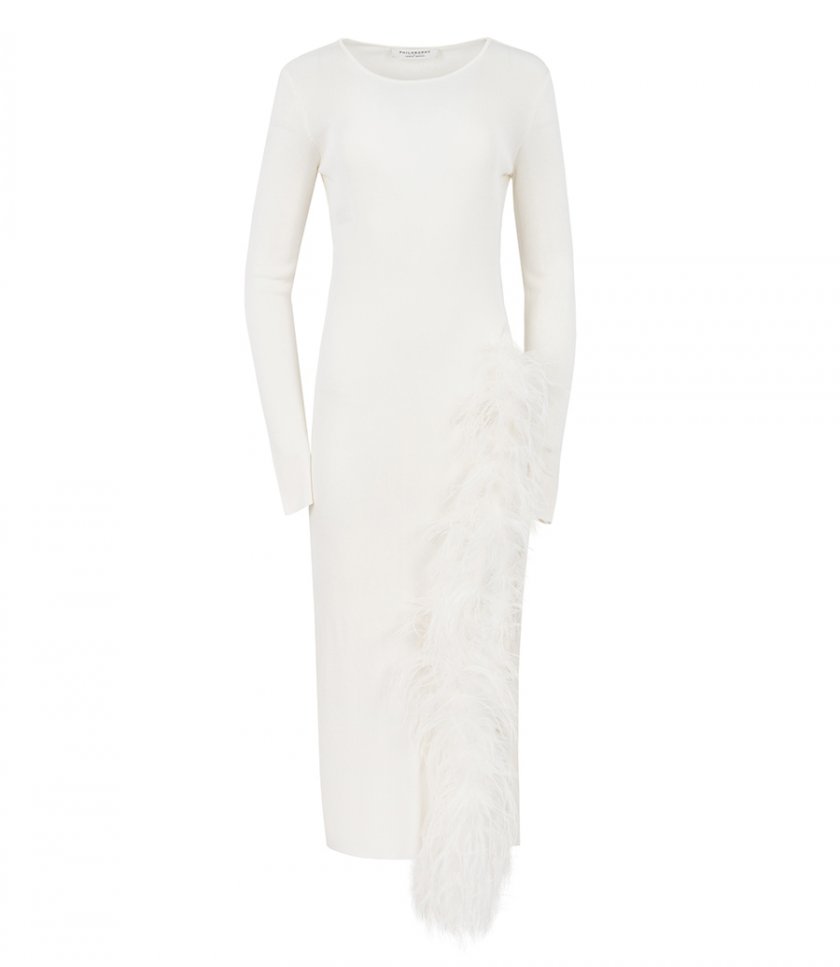 PHILOSOPHY DI LORENZO SERAFINI - WHITE FEATHER DRESS