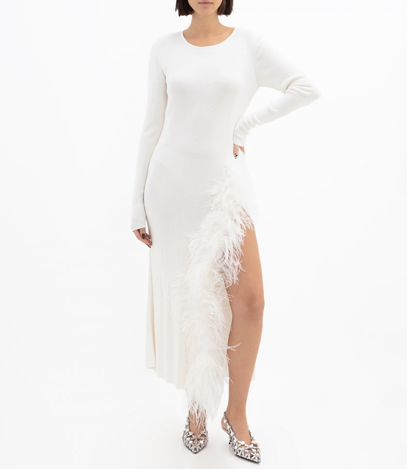 WHITE FEATHER DRESS