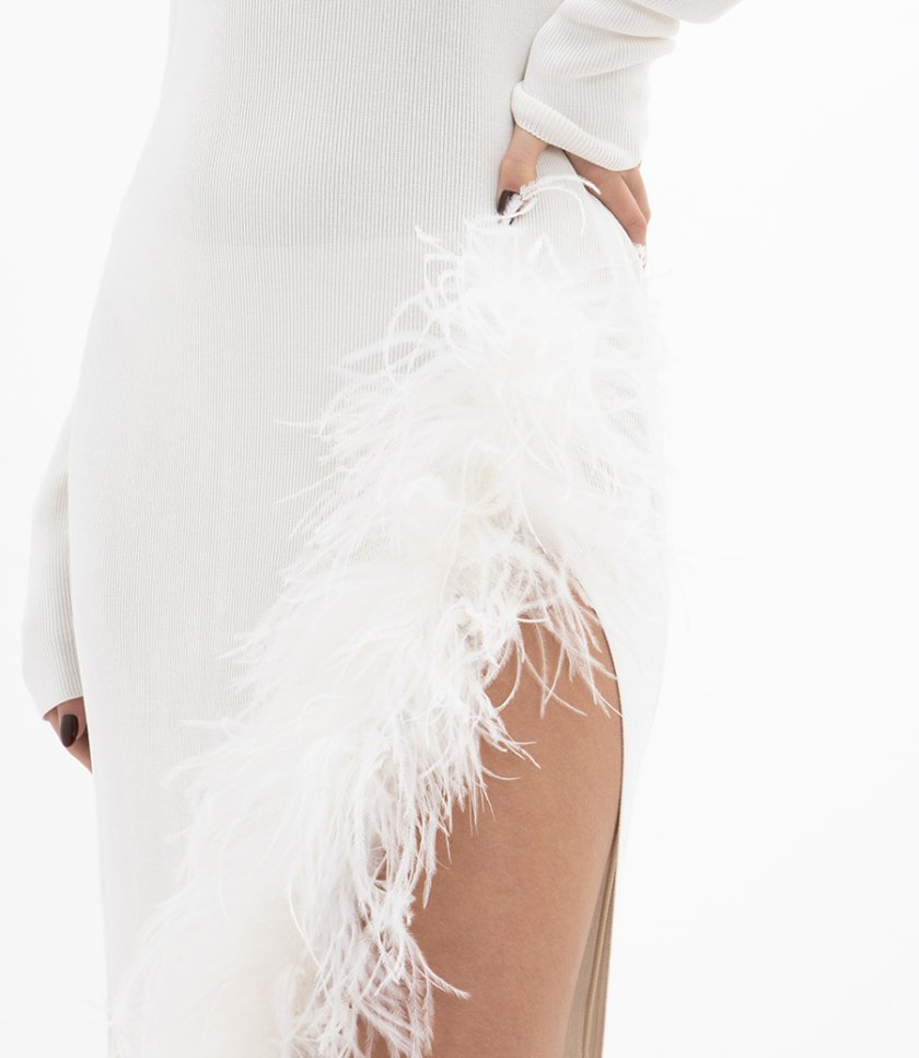 WHITE FEATHER DRESS