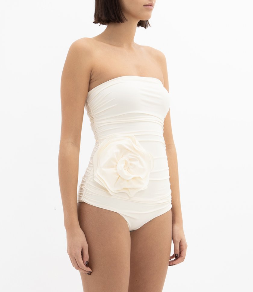 STRAPLESS 3D FLOWER SWIMSUIT