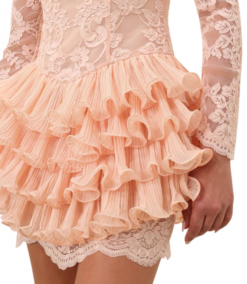 CRUSH LACE FRILL MINI DRESS