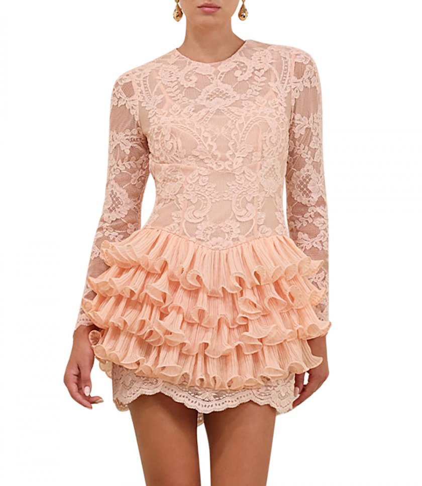 CRUSH LACE FRILL MINI DRESS