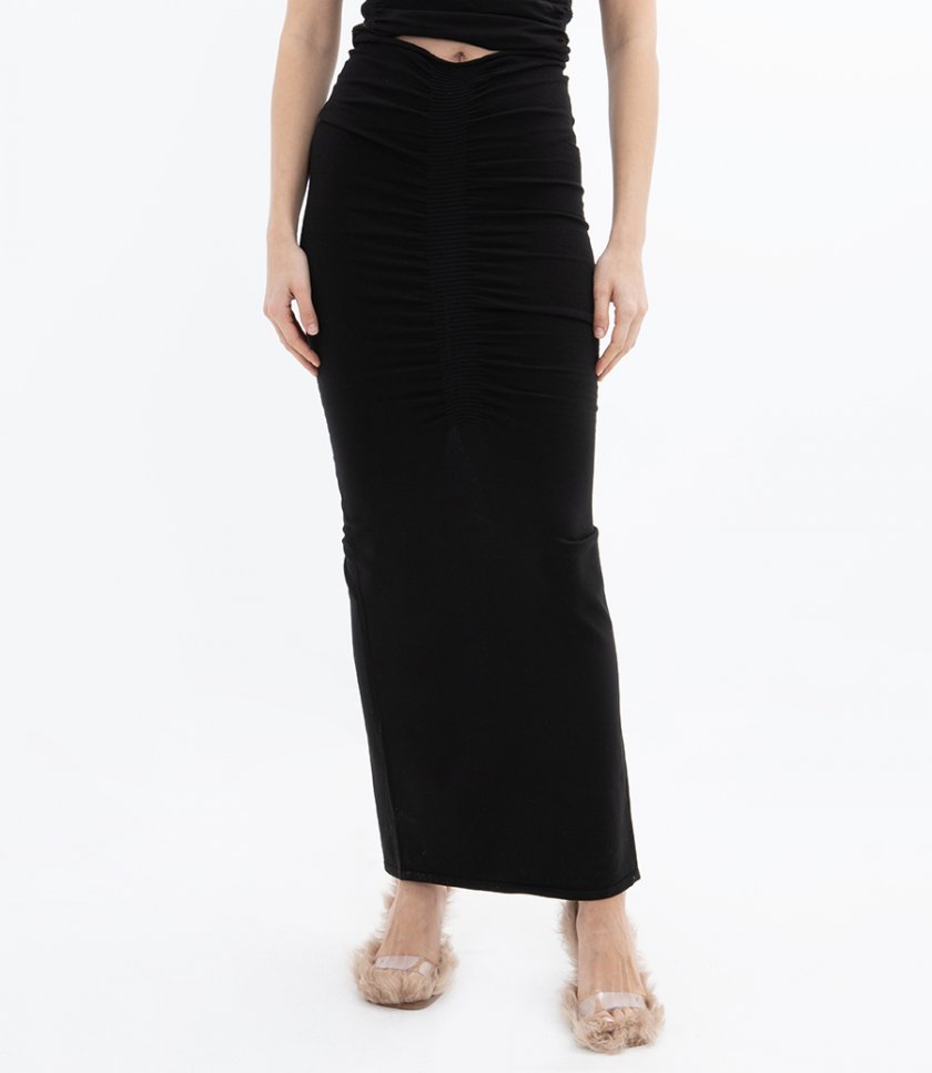 RUCHED MAXI SKIRT