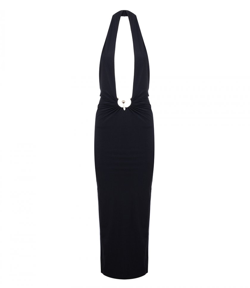 JUST IN - PIERCED ORBIT HALTER LYCRA DRESS