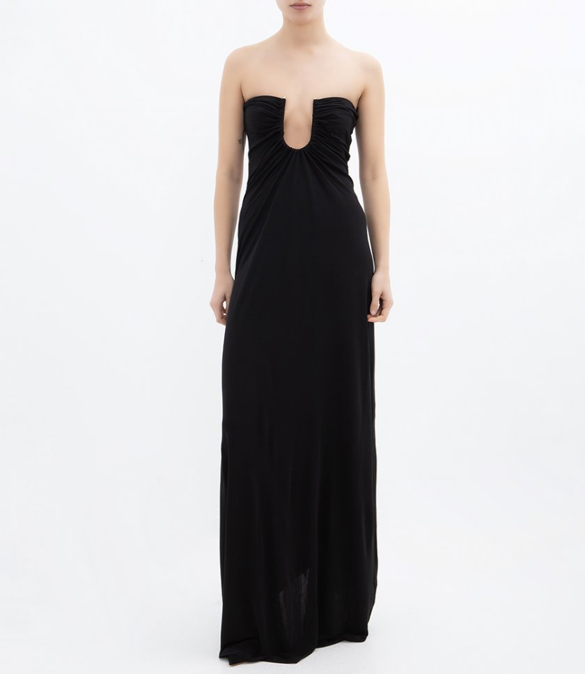 ARCED PALM STRAPLESS DRESS