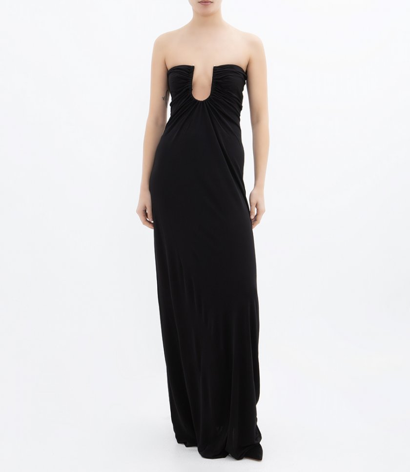 ARCED PALM STRAPLESS DRESS