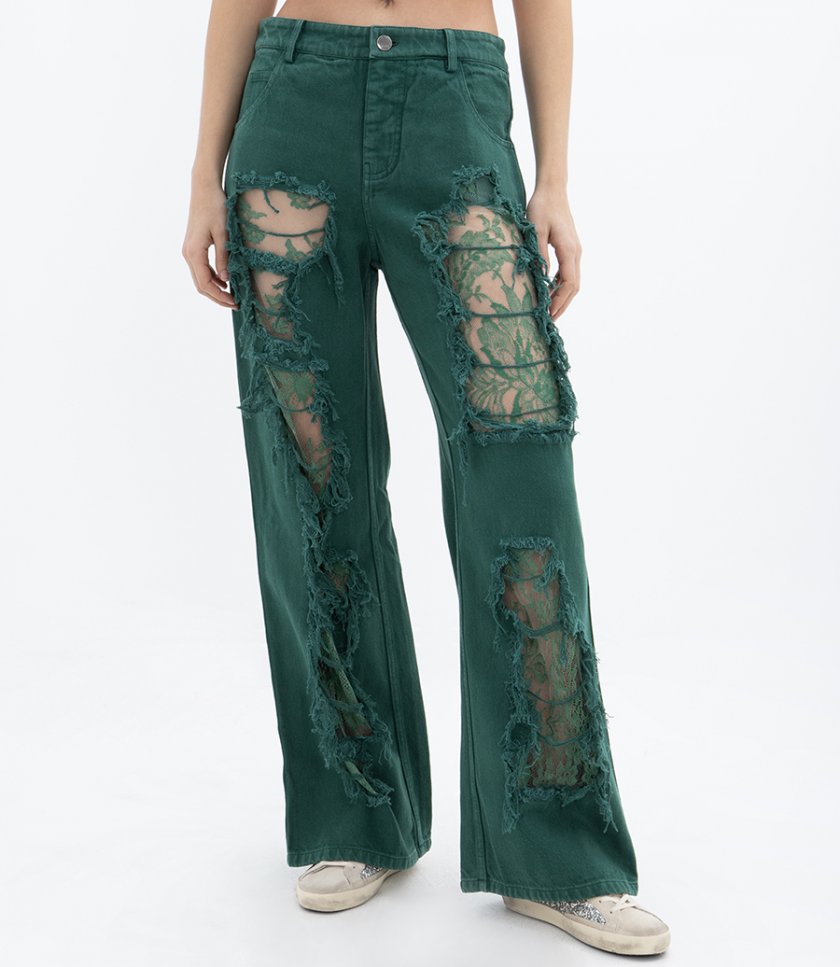 ARBOREAL DISTRESSED LACE JEAN