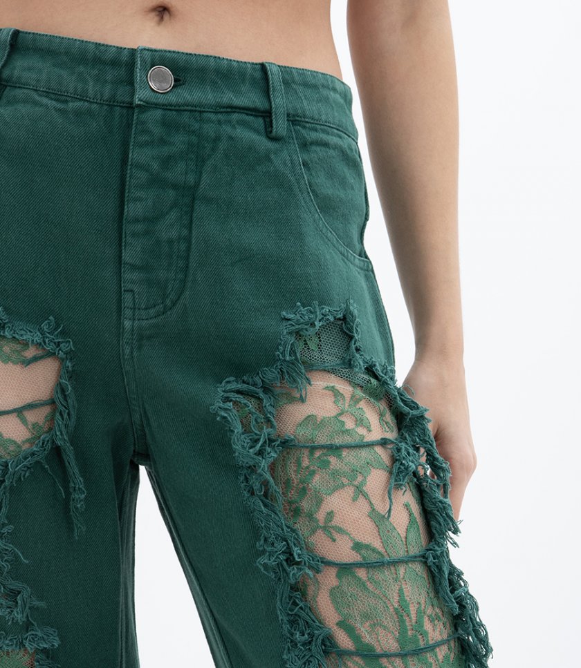 ARBOREAL DISTRESSED LACE JEAN