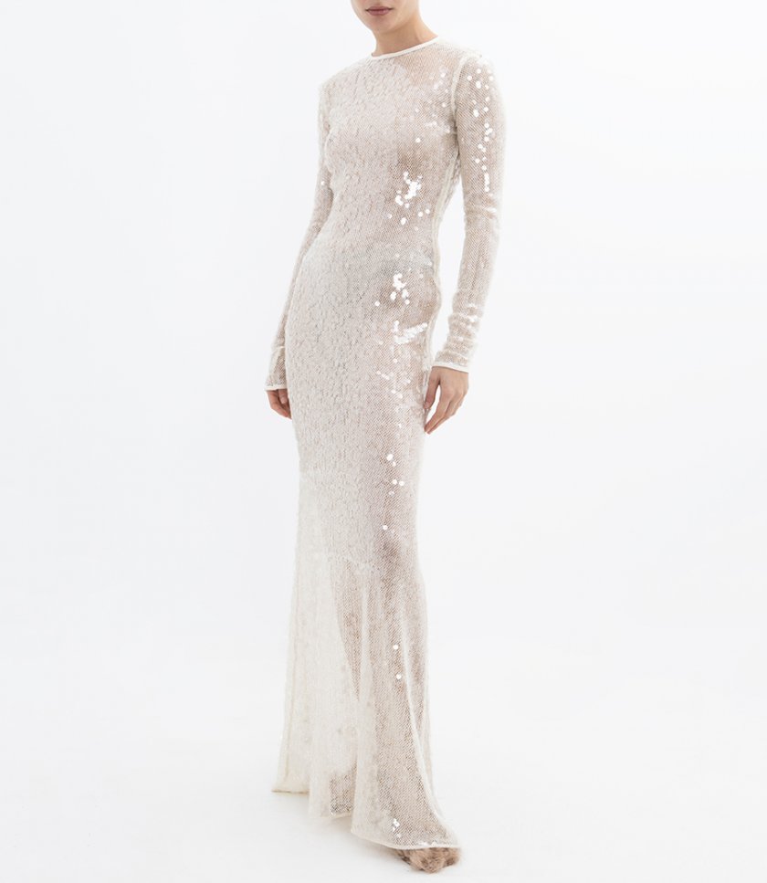 LONG SLEEVED SEQUIN GOWN