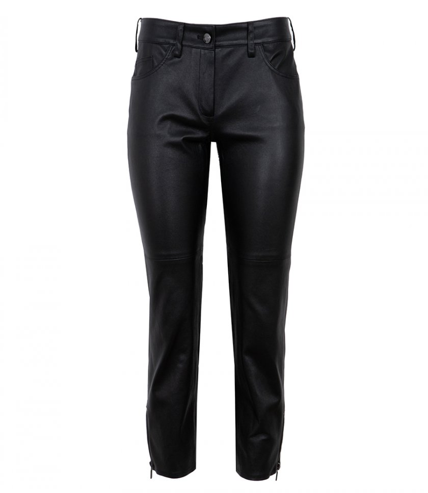 LOW WAIST CROPPED LEATHER PANTS