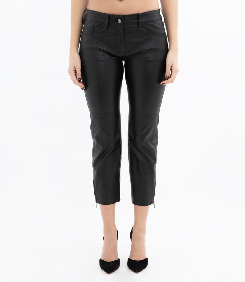 LOW WAIST CROPPED LEATHER PANTS