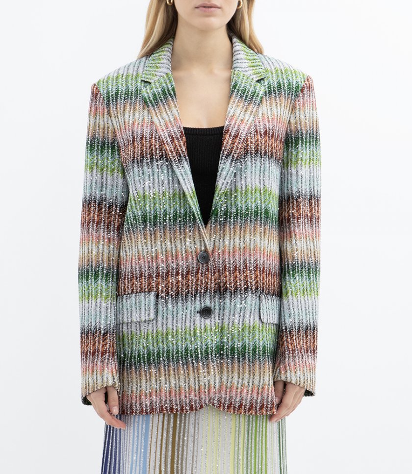 DEGRADE ZIG ZAG KNIT BLAZER WITH SEQUINS