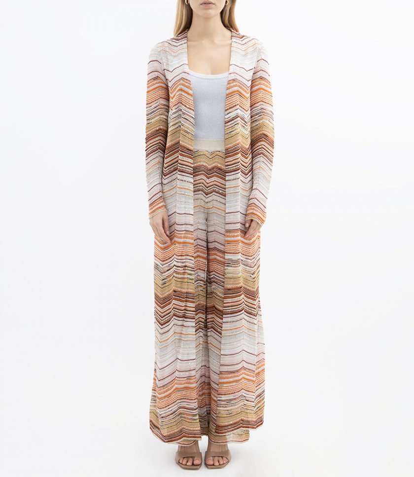 LONG CHEVRON LAME CARDIGAN WITH SEQUINS