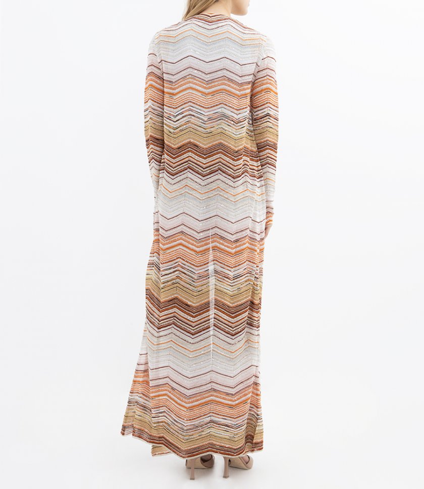 LONG CHEVRON LAME CARDIGAN WITH SEQUINS