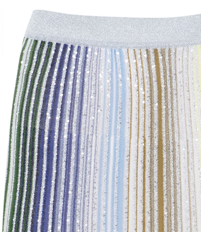 STRIPED PARTIAL LONG SKIRT WITH SEQUINS