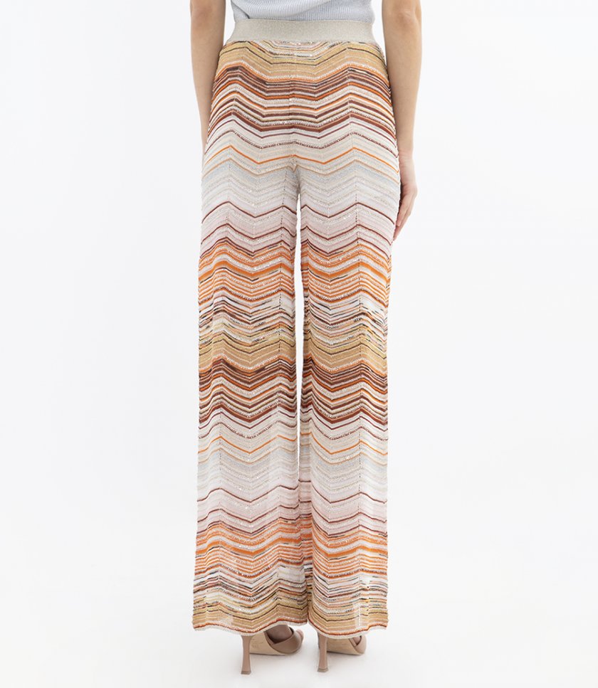 PALAZZO CHEVRON LAME TROUSERS WITH SEQUINS