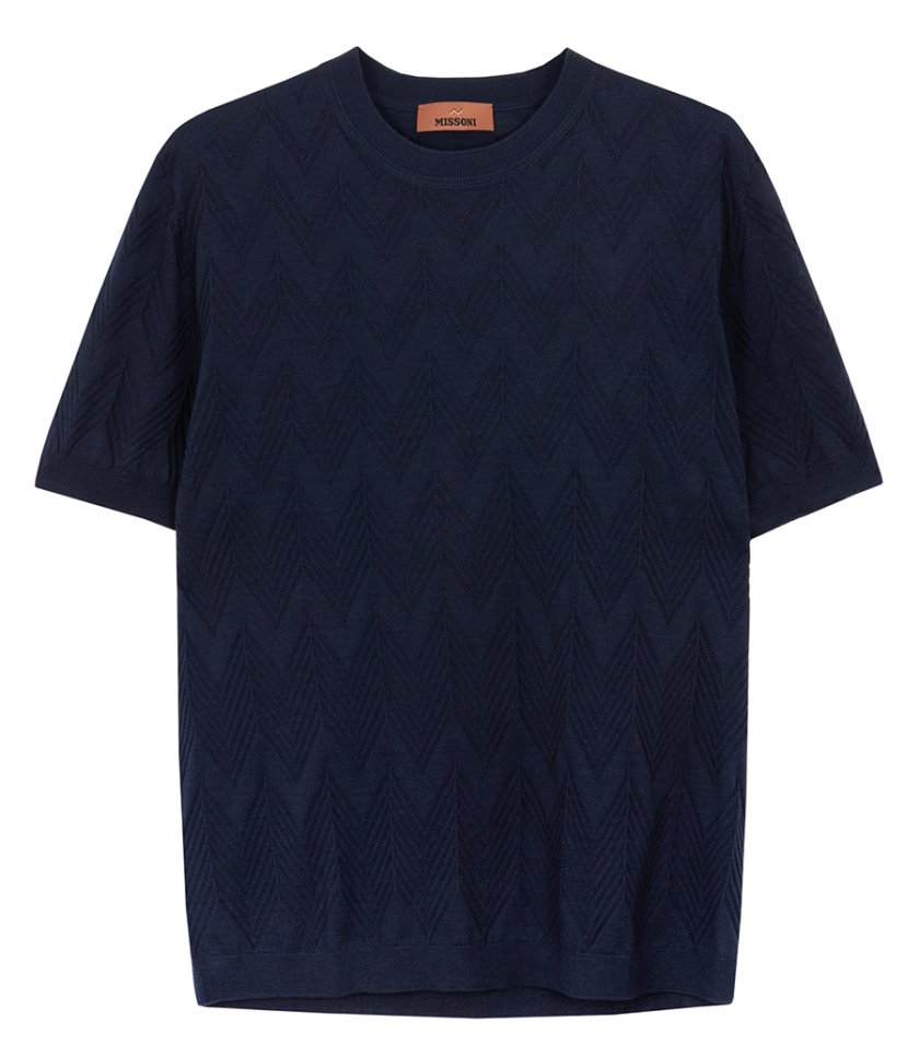 MISSONI - KNIT CREWNECK T-SHIRT WITH 3D CHERVON