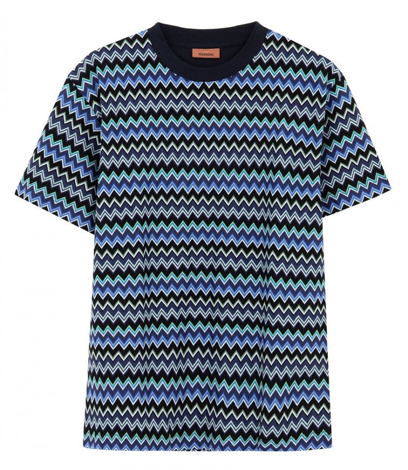 MISSONI - ZIG ZAG CREWNECK T-SHIRT CONTRASTING COLLAR