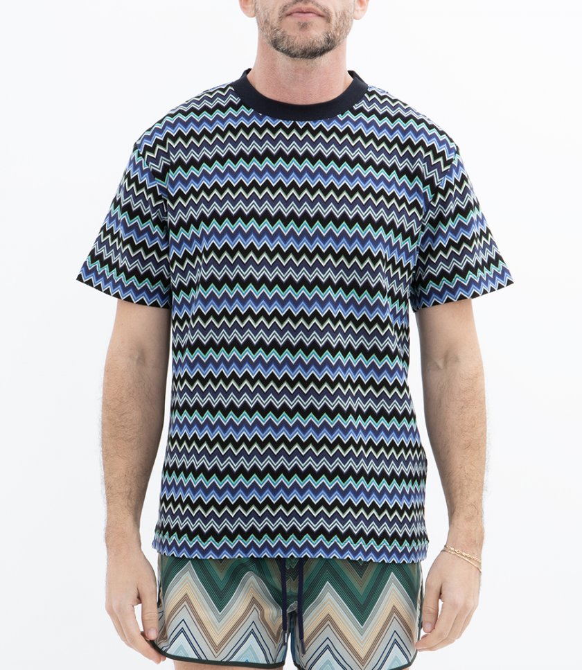 ZIG ZAG CREWNECK T-SHIRT CONTRASTING COLLAR