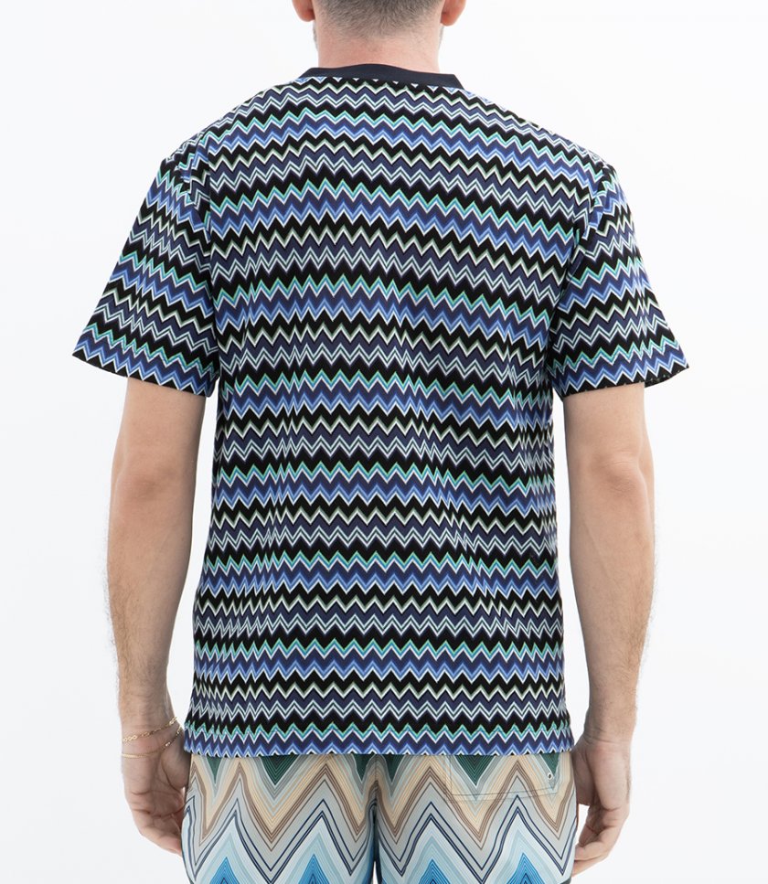 ZIG ZAG CREWNECK T-SHIRT CONTRASTING COLLAR