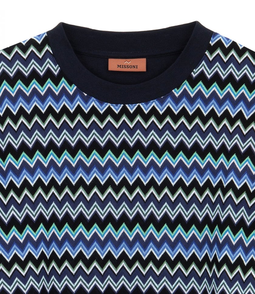 ZIG ZAG CREWNECK T-SHIRT CONTRASTING COLLAR