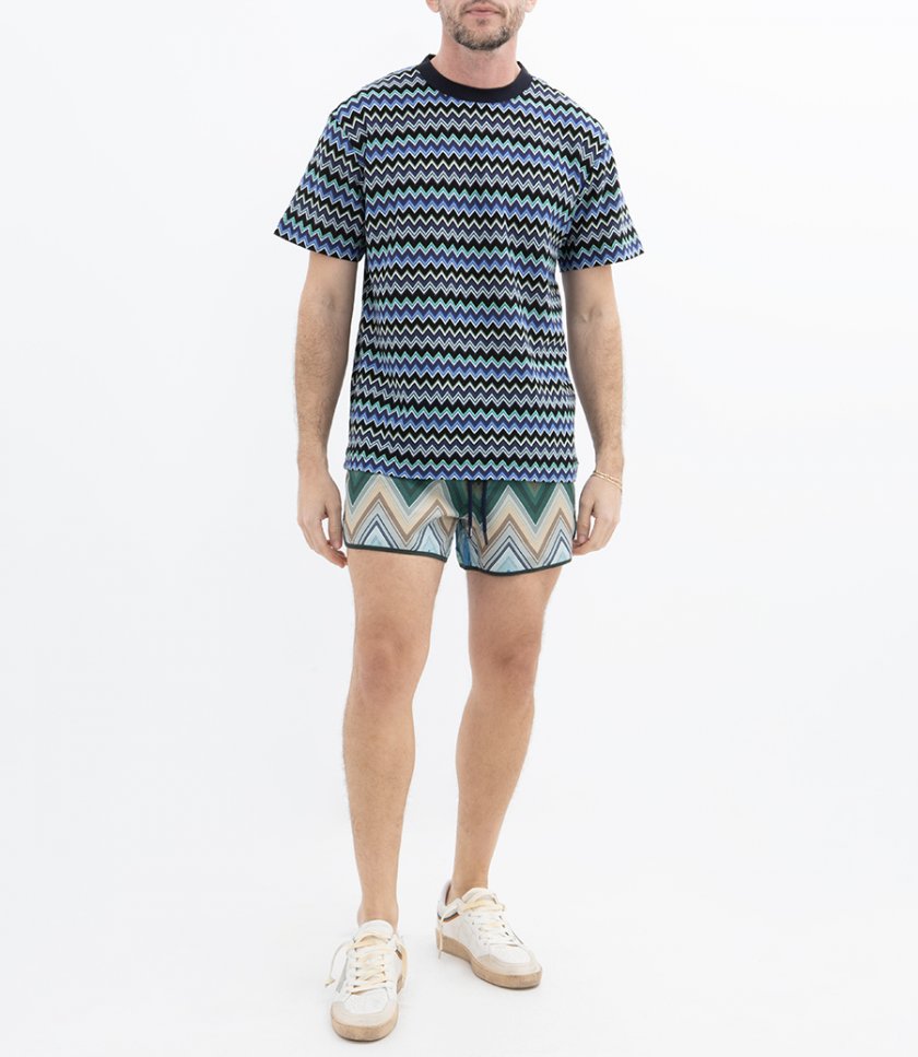 ZIG ZAG CREWNECK T-SHIRT CONTRASTING COLLAR