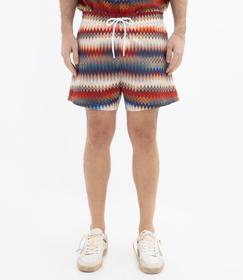 SWIM SHORTS WITH GRADIENT MICRO ZIG ZAG PRINT