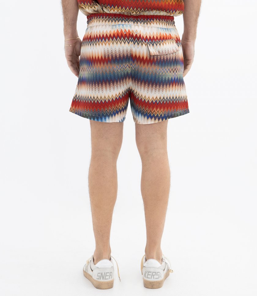 SWIM SHORTS WITH GRADIENT MICRO ZIG ZAG PRINT