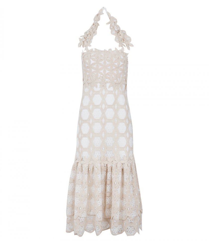 JUST IN - NATURAL CROCHET MIDI DRESS