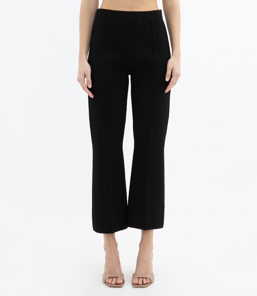 CROPPED FLARE PANT IN CREPE KNIT